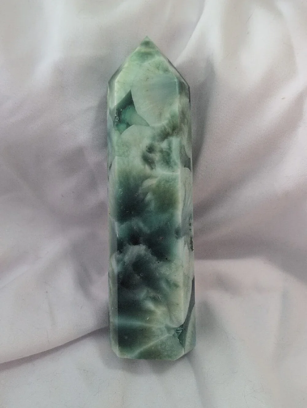 Green Floral Resin Crystal Tower Home Accent
